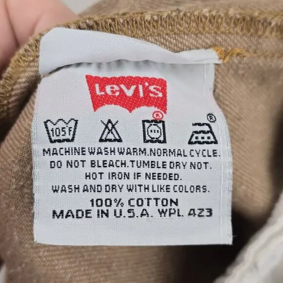 VTG Levis 501 Jeans Mens 28x27 Brown Button Fly Straight Leg USA Tag 30x30 Y2K - Picture 5 of 14